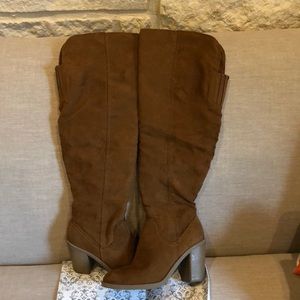Brown suede tall boots